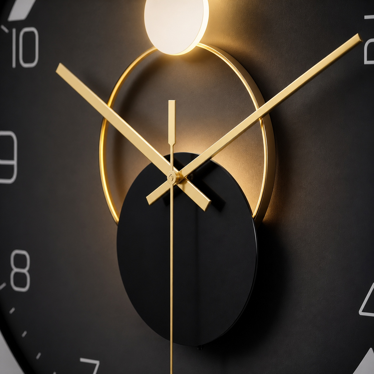 Black Round Gold Wall Clock - Image 4