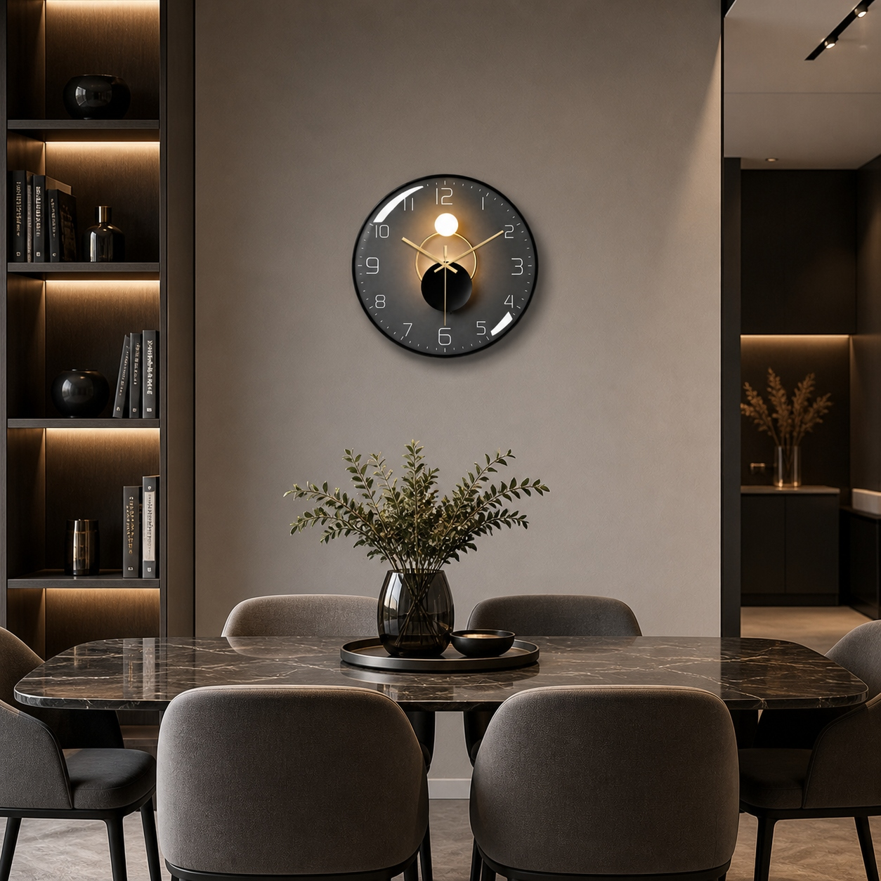 Black Round Gold Wall Clock - Image 2