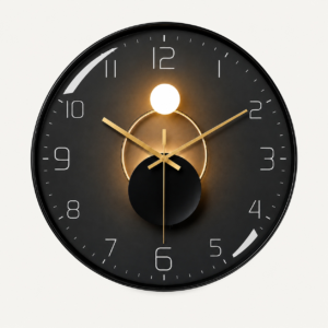 Black Round Gold Wall Clock