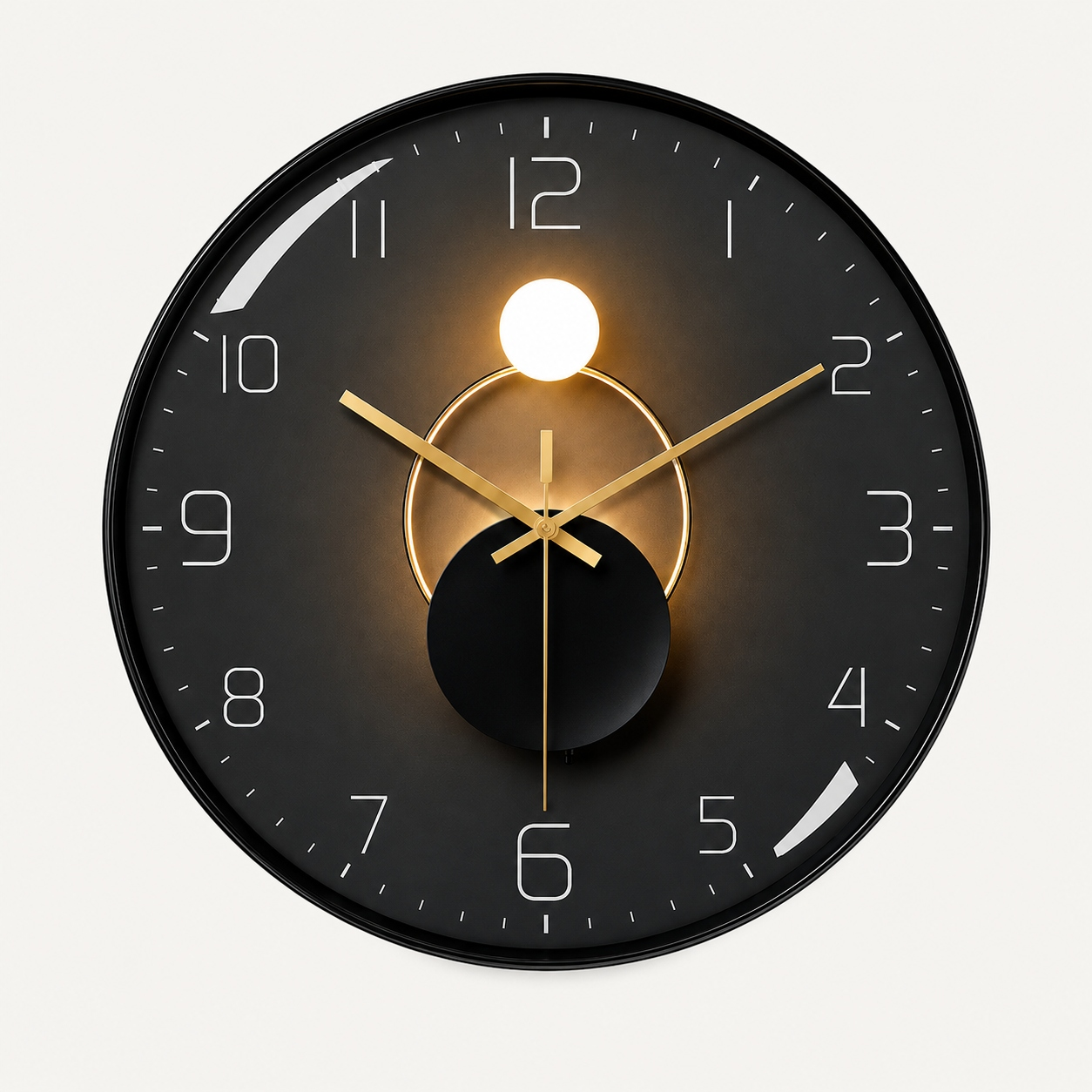 Black Round Gold Wall Clock